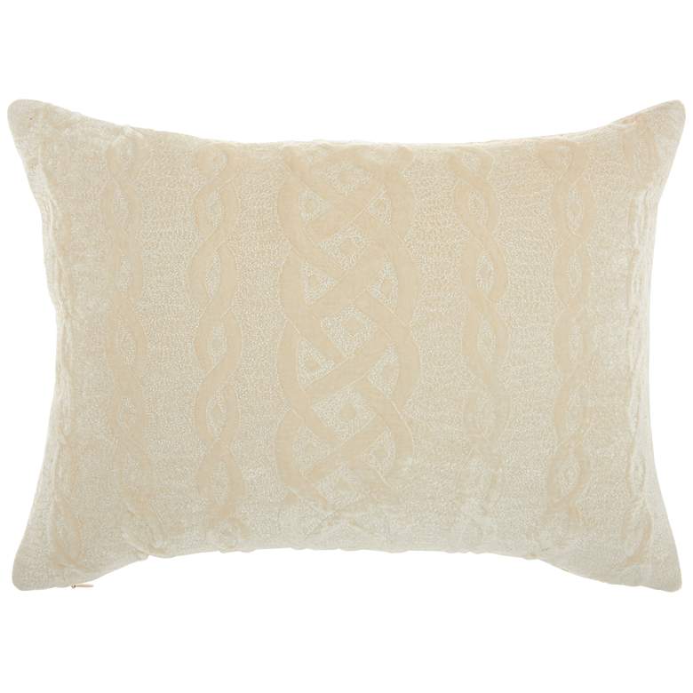 Image 1 Life Styles Ivory Velvet Interlock 20 inchx14 inch Throw Pillow