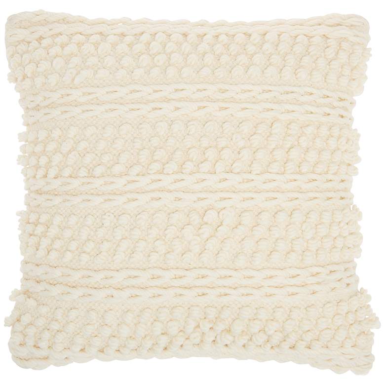 Image 2 Life Styles Ivory Woven Stripes 18" Square Throw Pillow