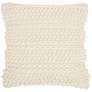 2_Life Styles Ivory Woven Stripes 18" Square Throw Pillow