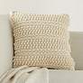 1_Life Styles Ivory Woven Stripes 18" Square Throw Pillow