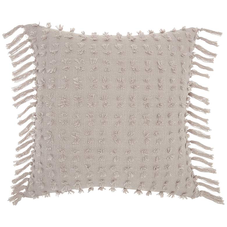 Image 2 Life Styles Khaki Cut Fray Texture 20" Square Throw Pillow