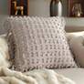 Life Styles Khaki Cut Fray Texture 20" Square Throw Pillow