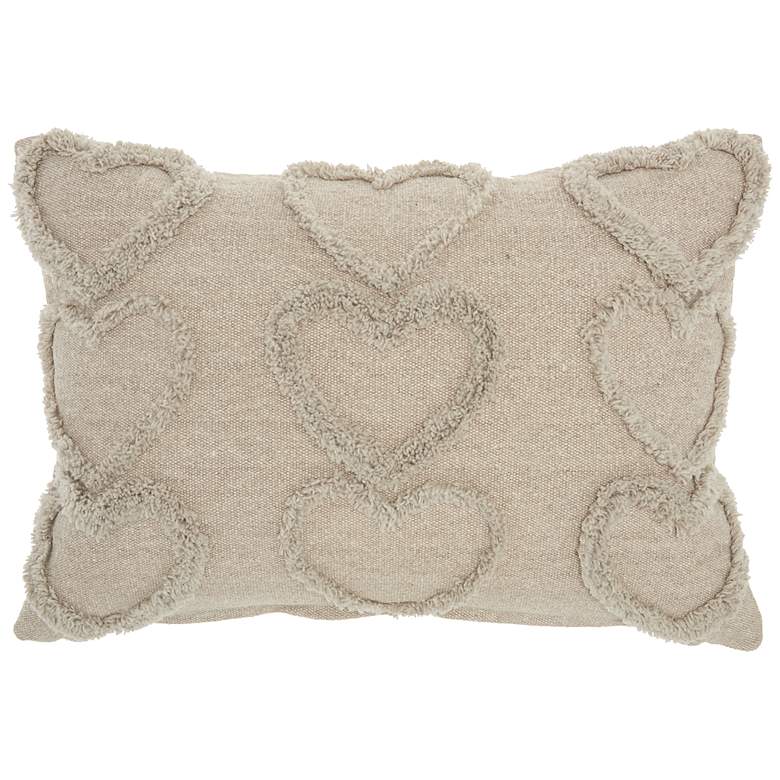Image 2 Life Styles Khaki Raised Hearts 20"x14" Throw Pillow