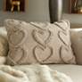 1_Life Styles Khaki Raised Hearts 20"x14" Throw Pillow
