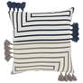 Life Styles Light Gray Navy Lines 18" Square Throw Pillow