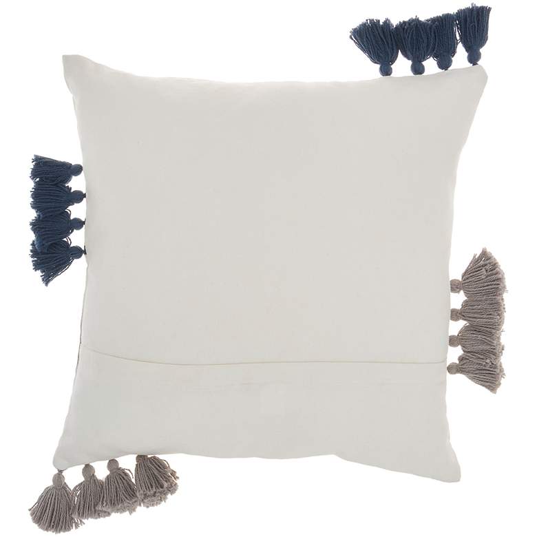 Image 4 Life Styles Light Gray Navy Lines 18" Square Throw Pillow more views