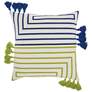 Life Styles Lime Blue Lines 18" Square Throw Pillow