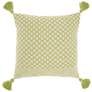 Life Styles Lime Lattice 18" Square Throw Pillow w/ Tassels
