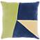 Life Styles Lime Navy Color Block 18" Square Throw Pillow
