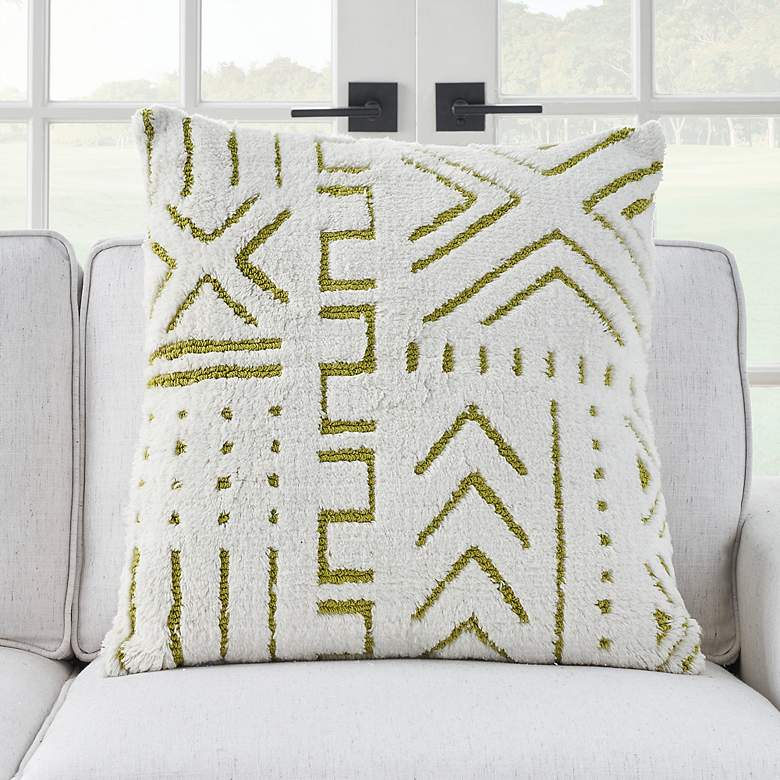 Image 1 Life Styles Lime Woven Boho 20 inch Square Throw Pillow