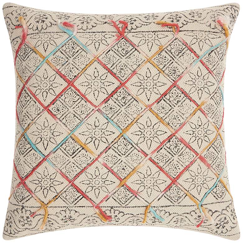 Image 1 Life Styles Multi-Color Tile Stonewash 20" Square Pillow