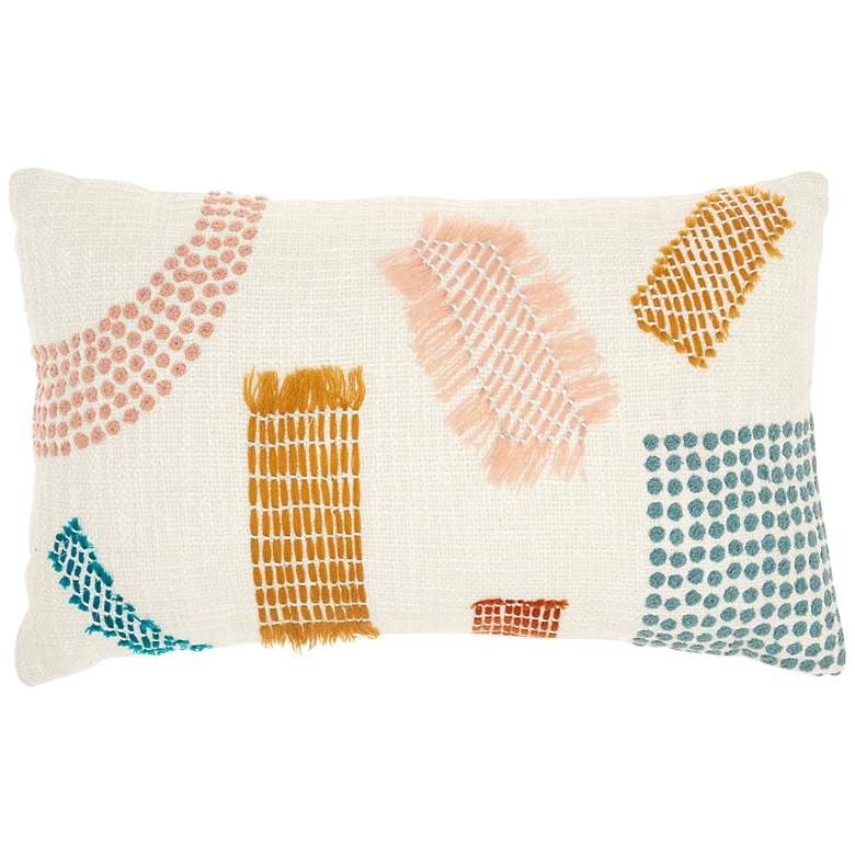 Image 2 Life Styles Multi-Color Woven Patches 20" x 12" Throw Pillow