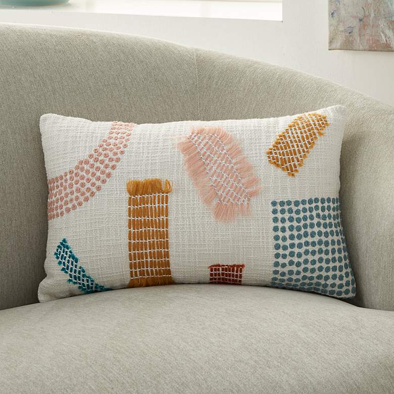 Image 1 Life Styles Multi-Color Woven Patches 20" x 12" Throw Pillow
