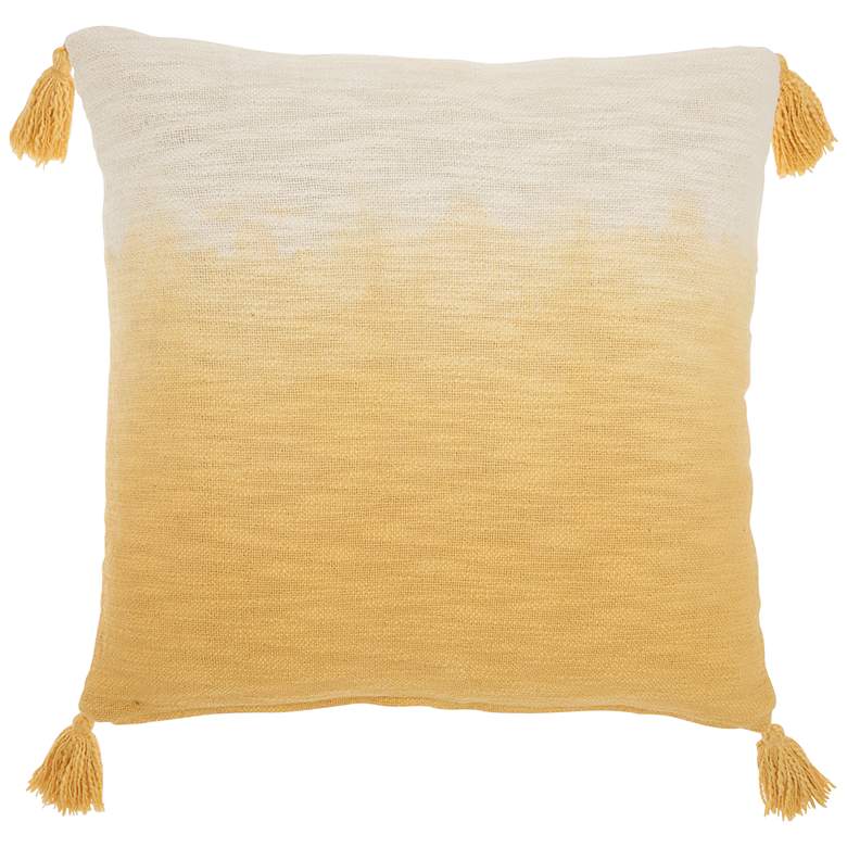 Image 2 Life Styles Mustard Ombre Tassels 22 inch Square Throw Pillow