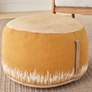 Life Styles Mustard Stonewash Fabric Drum Pouf Ottoman