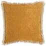 Life Styles Mustard Stonewash w/ Fringe 18" Square Pillow