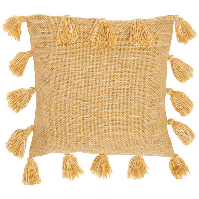 Image 2 Life Styles Mustard Tassels 18 inch Square Throw Pillow