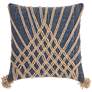 Life Styles Natural Blue Knotted Burst 20" Square Pillow