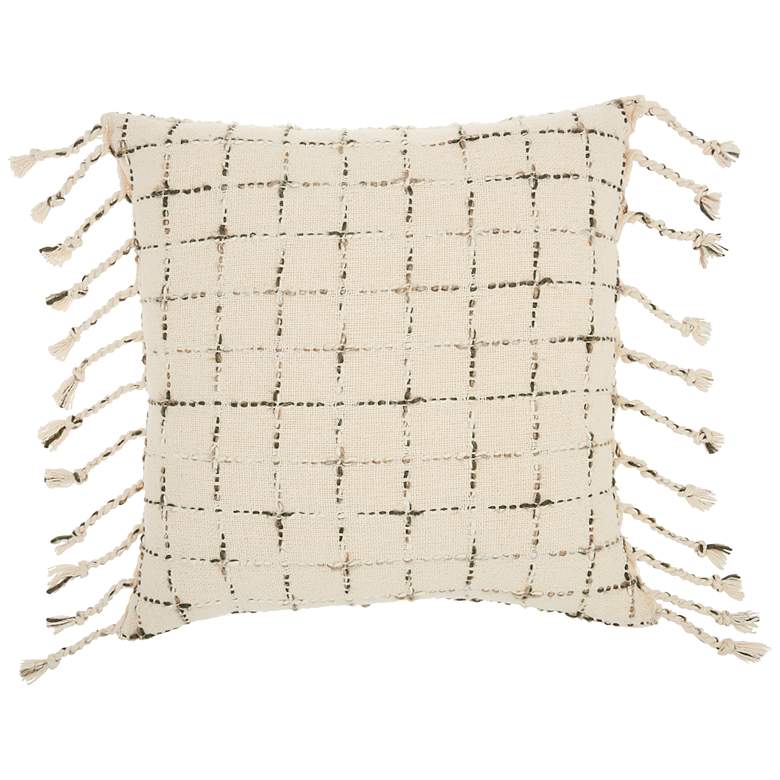 Image 2 Life Styles Natural Woven Grid 20 inch Square Throw Pillow