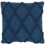Life Styles Navy Diamond Lattice 18" Square Throw Pillow