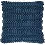 Life Styles Navy Woven Stripes 20" Square Throw Pillow