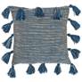 Life Styles Navy Woven Tassels 18" Square Throw Pillow