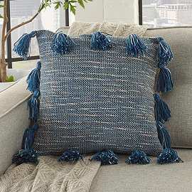 Life Styles Blue Ink Tufted XOXO 18 Square Throw Pillow - #838R4