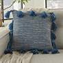 Life Styles Navy Woven Tassels 18" Square Throw Pillow