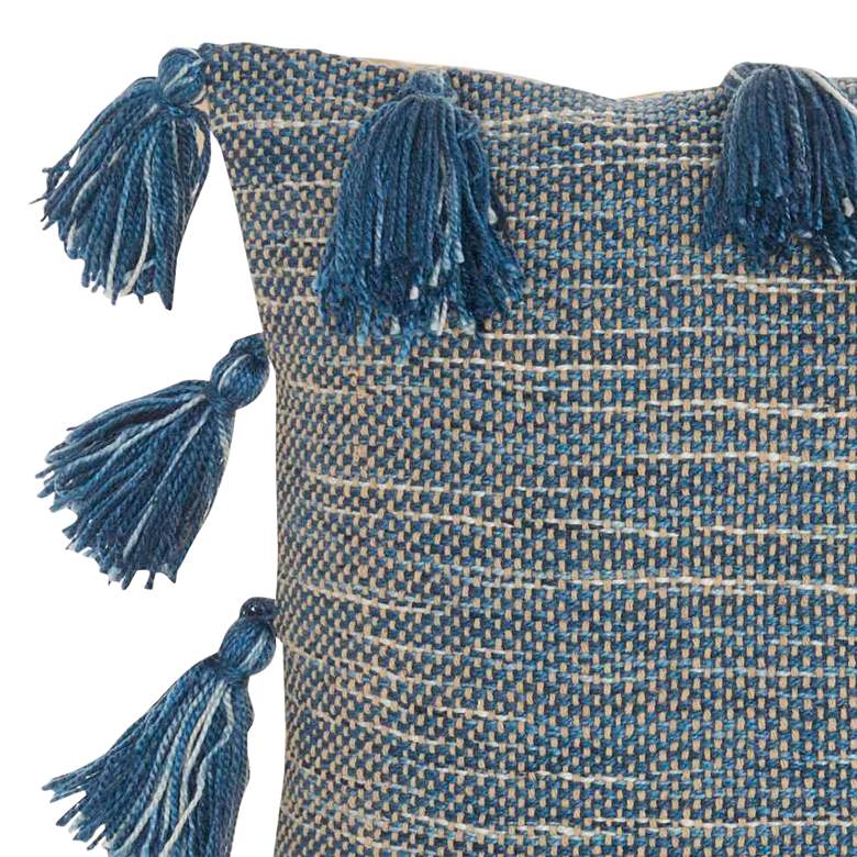 Image 3 Life Styles Navy Woven Tassels 18" Square Throw Pillow more views