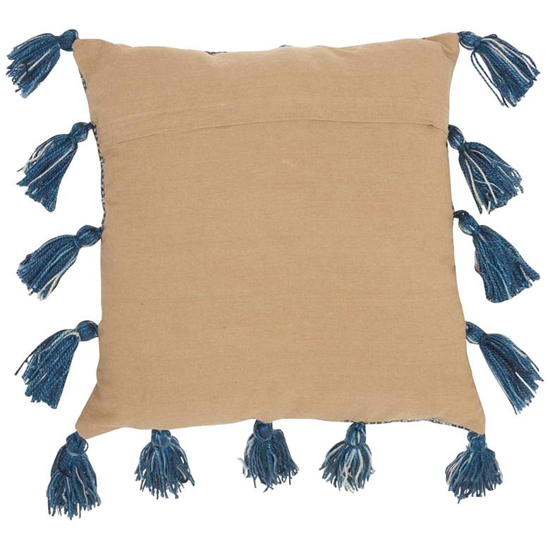 Image 4 Life Styles Navy Woven Tassels 18" Square Throw Pillow more views