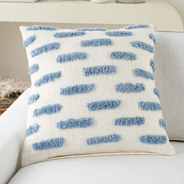 Image 1 Life Styles Ocean Tufted Lines 18" Square Throw Pillow