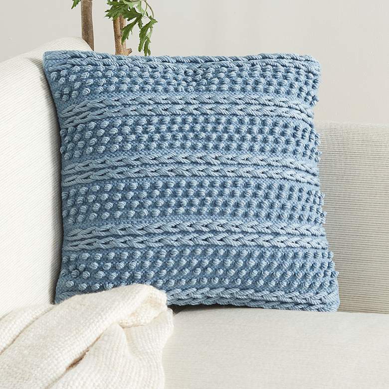 Image 1 Life Styles Ocean Woven Stripes 18 inch Square Throw Pillow