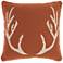 Life Styles Rust Woven Antlers 18" Square Throw Pillow