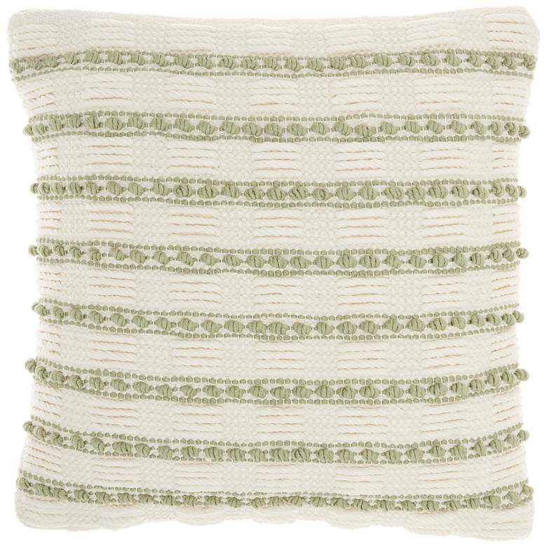 Image 2 Life Styles Sage Lines and Dots 18 inch Square Throw Pillow