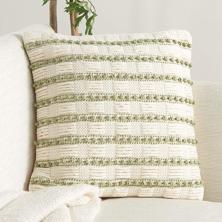 Image 1 Life Styles Sage Lines and Dots 18" Square Throw Pillow