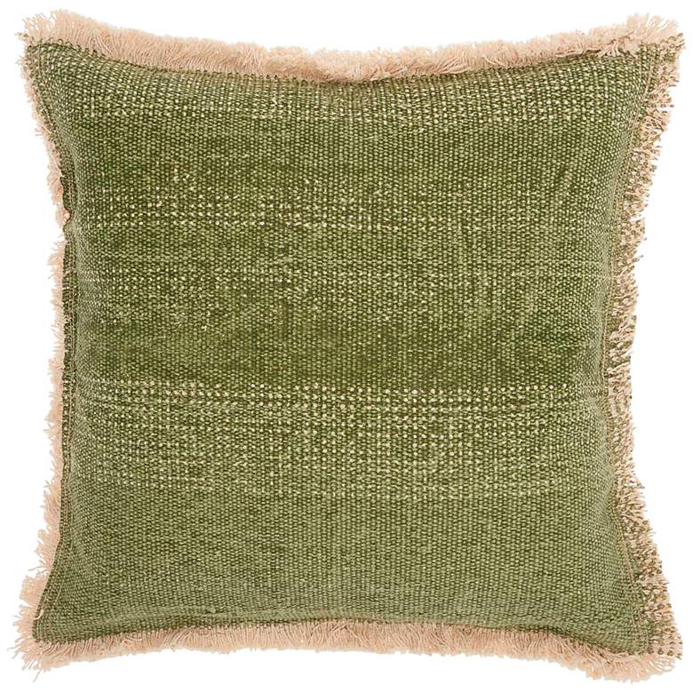 Image 1 Life Styles Sage Stonewash w/ Fringe 18 inch Square Throw Pillow