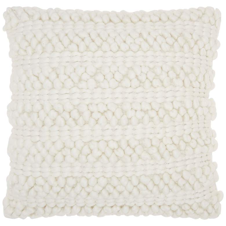 Image 2 Life Styles White Woven Stripes 20" Square Throw Pillow