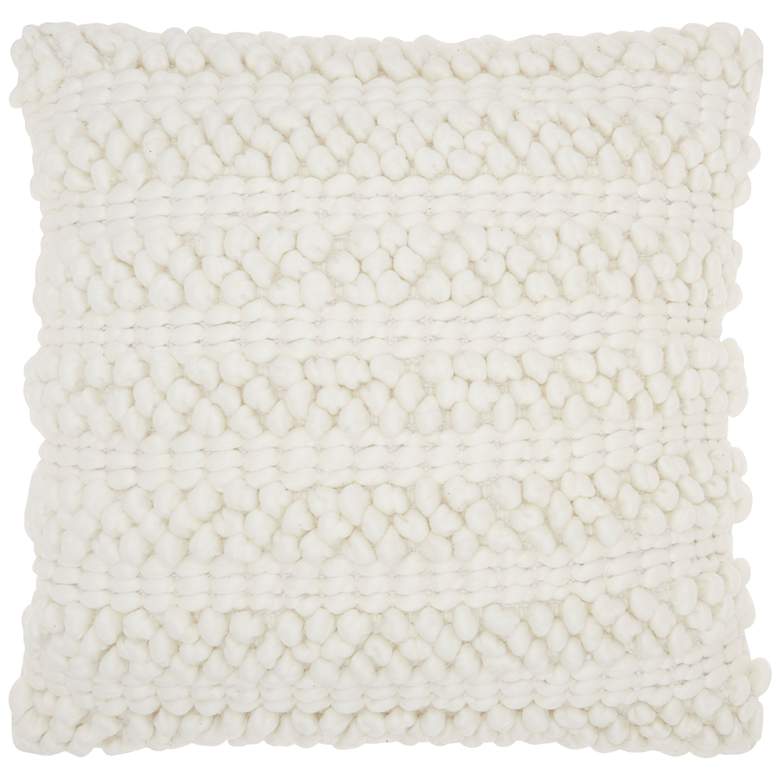 Image 2 Life Styles White Woven Stripes 20" Square Throw Pillow