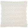 Life Styles White Woven Stripes 20" Square Throw Pillow