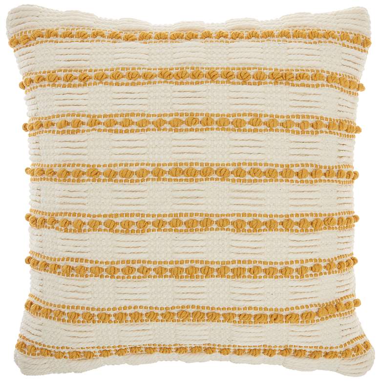 Image 2 Life Styles Yellow Lines and Dots 18 inch Square Throw Pillow