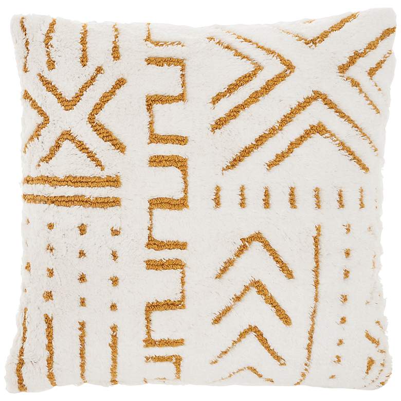 Image 2 Life Styles Yellow Woven Boho 20 inch Square Throw Pillow