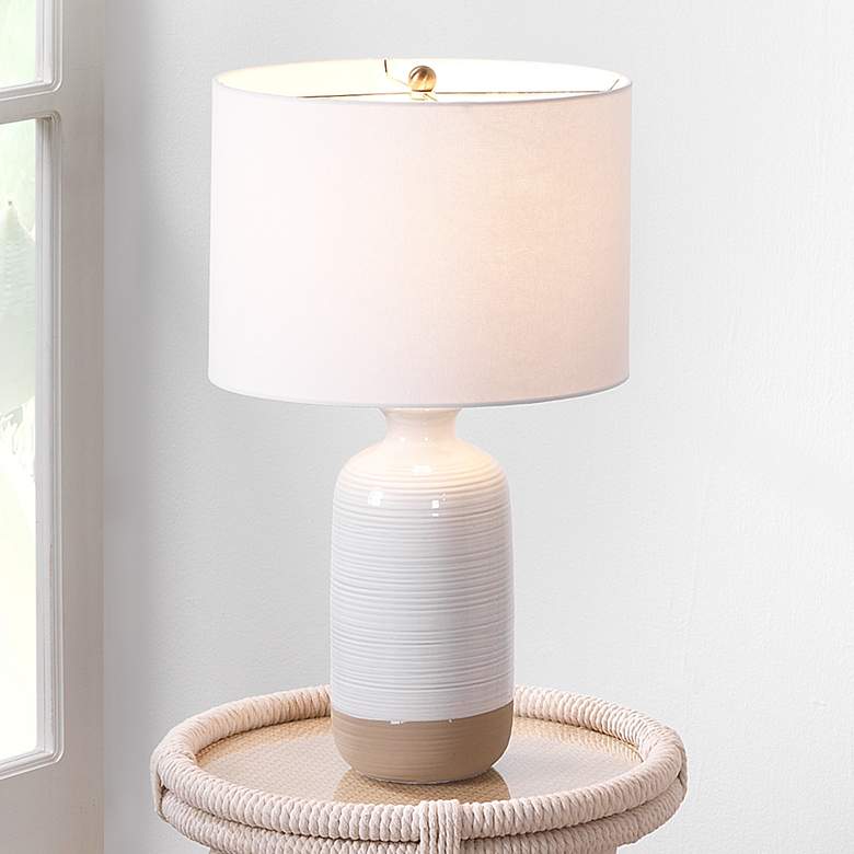 Image 1 Lifestyle by Jamie Young Ashwell Ceramic Table Lamp with Linen Shade