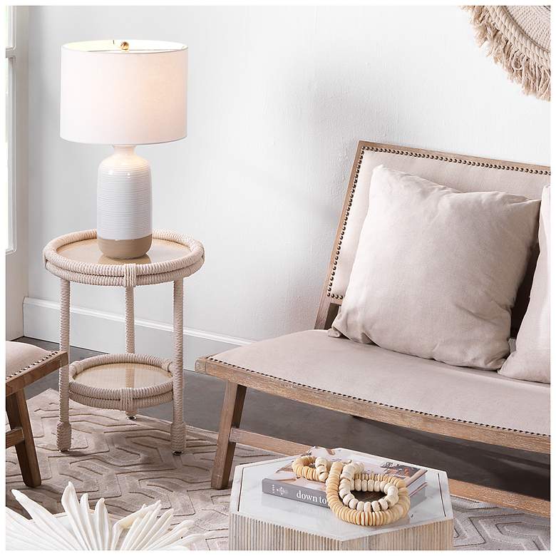 Image 5 Lifestyle by Jamie Young Ashwell Ceramic Table Lamp with Linen Shade more views