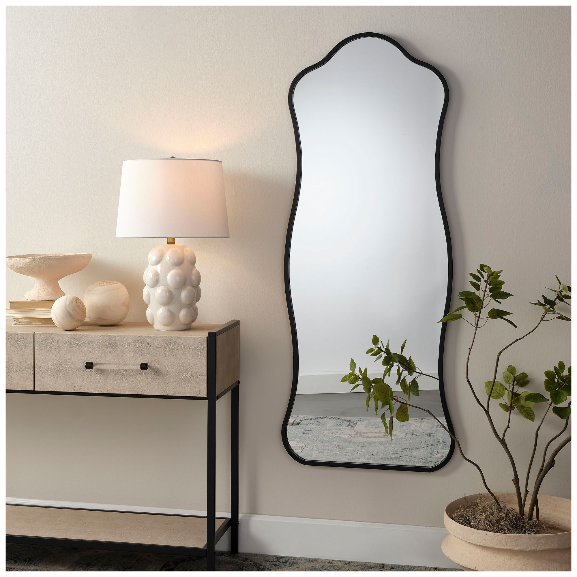 Image 2 Lifestyle by Jamie Young Aurora Wavy Iron Floor Mirror, Black more views