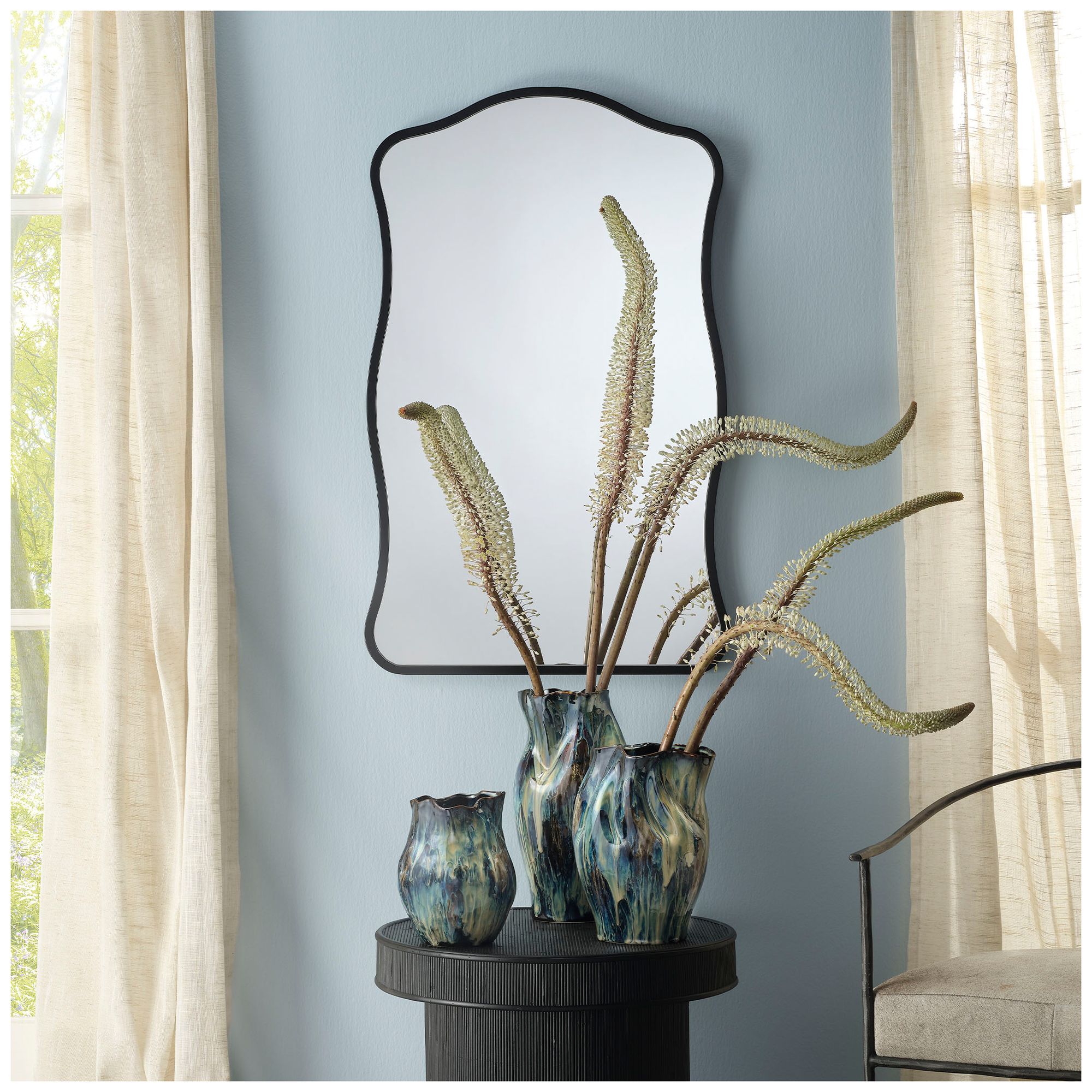 Image 2 Lifestyle by Jamie Young Aurora Wavy Iron Wall Mirror, Black more views