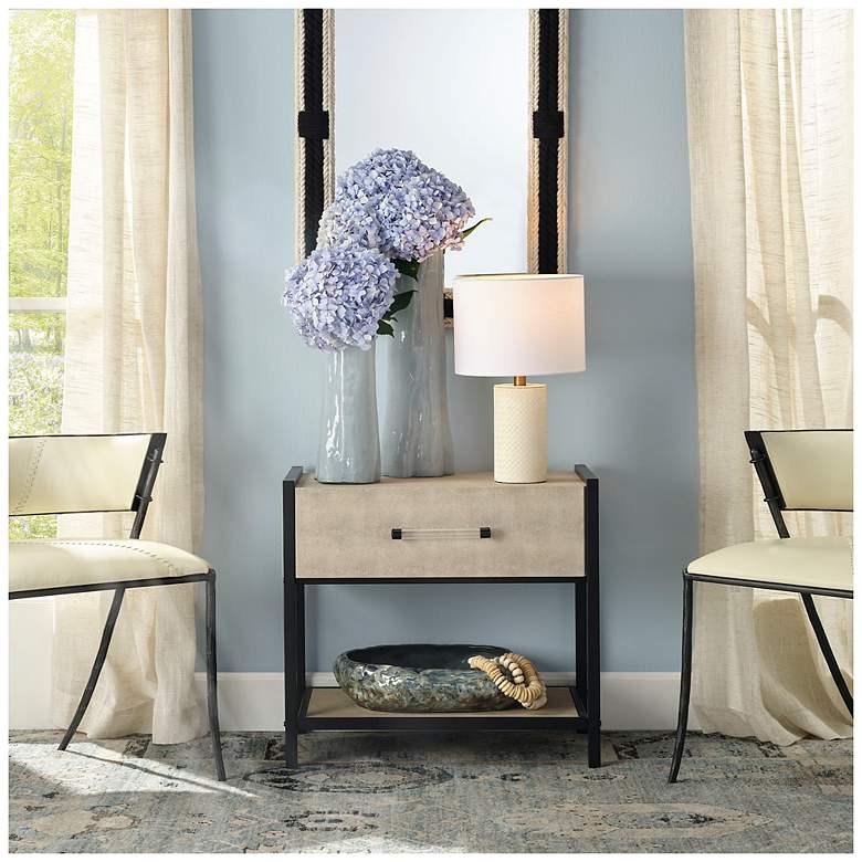 Image 2 Lifestyle by Jamie Young Cassius Faux Shagreen 1-Drawer Side Table, Taupe more views