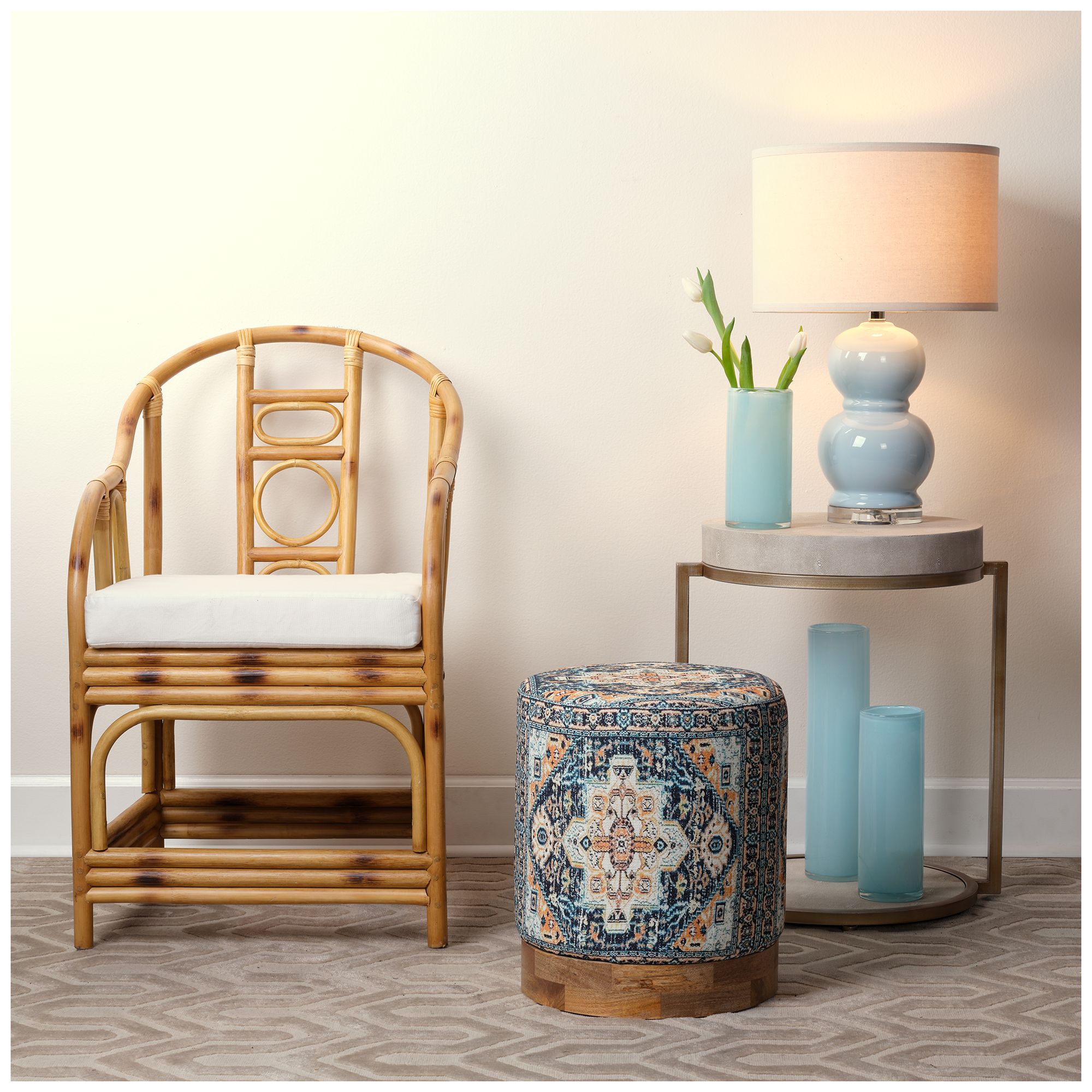 Image 5 Lifestyle by Jamie Young Chester Ivory Faux Shagreen Round Side Table more views