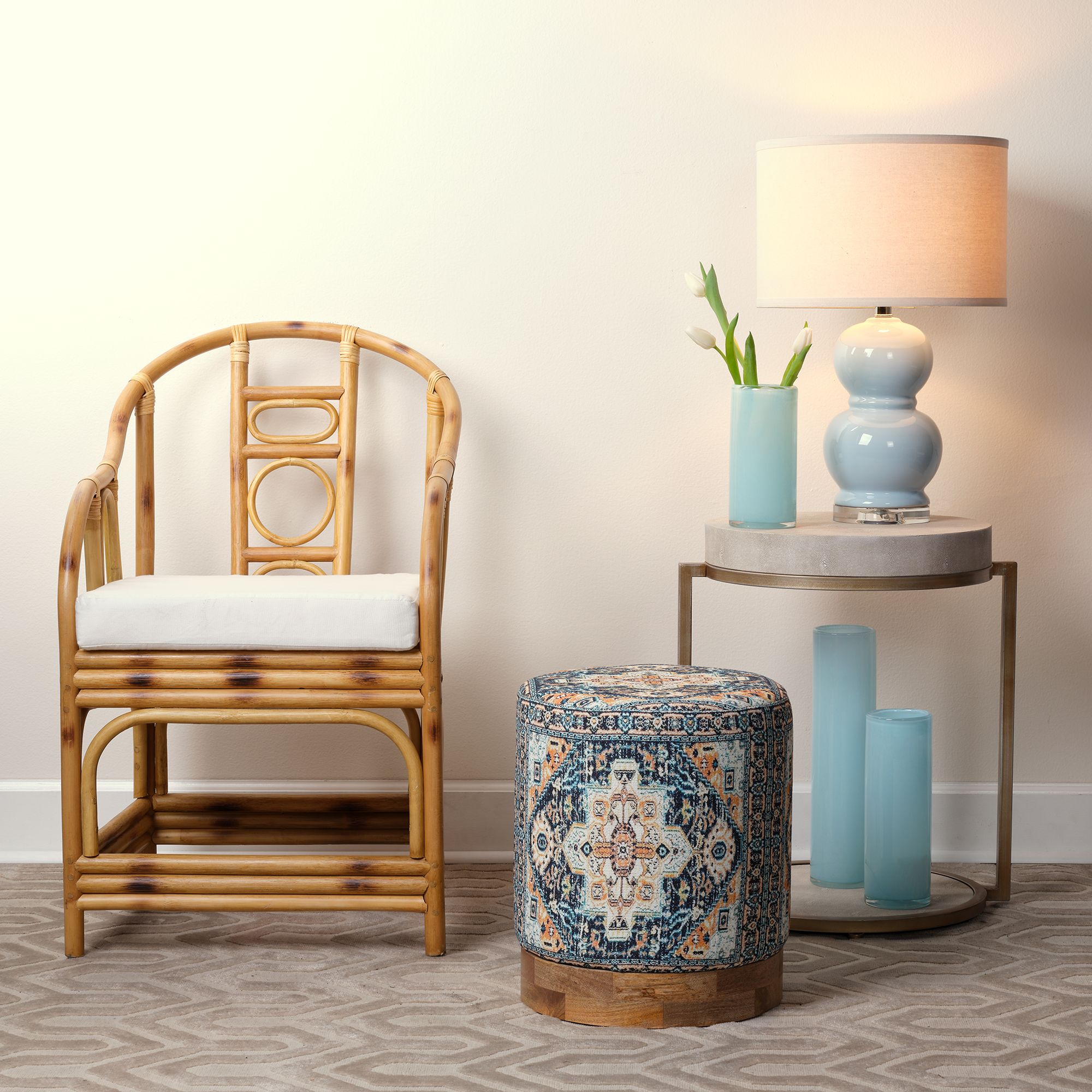 Image 6 Lifestyle by Jamie Young Chester Ivory Faux Shagreen Round Side Table more views