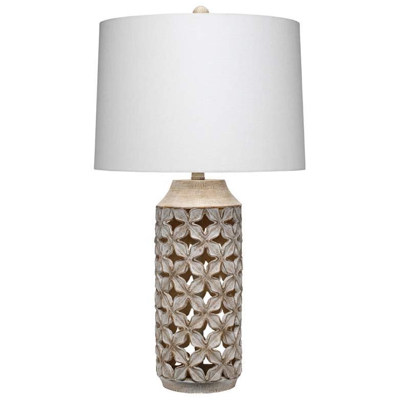 Image 2 Lifestyle by Jamie Young Flora Resin White Wash Table Lamp with Linen Shade