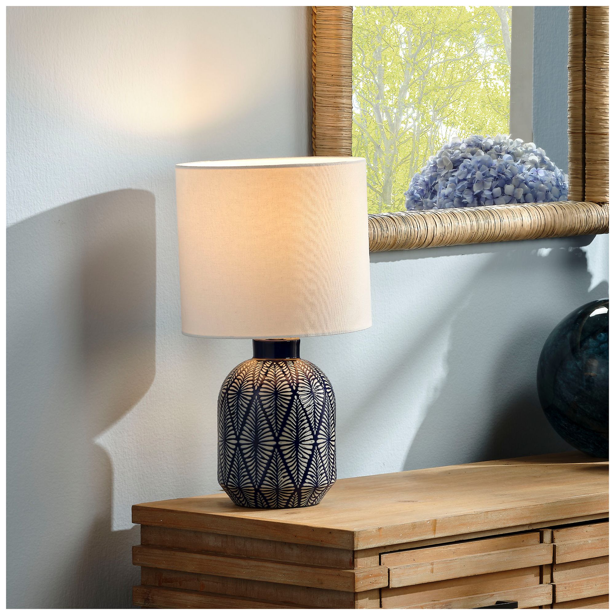 Image 2 Lifestyle by Jamie Young Highland Ceramic Table Lamp with Linen Shade more views